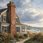 Beautiful aged home with large brick chimney along the Asbury Park coast; Asbury Park chimney service is crucial for these homes